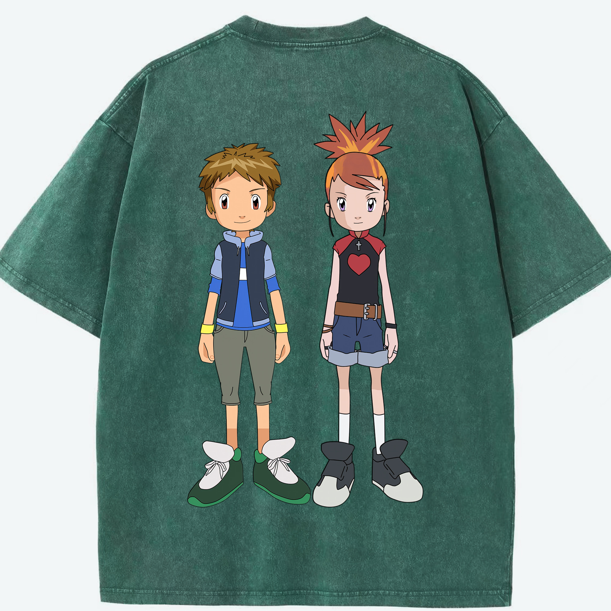 （画像用） Digimon デジタルモンスター/デジモン 綿100% ヴィンテージ風 半袖Tシャツ（背面プリント）
